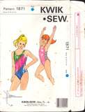 Kwik Sew 1871 Girls' Swimwear: One Piece Swimsuit with Contrast Bands, Uncut, Factory Folded Sewing Pattern Multi Size 8-14