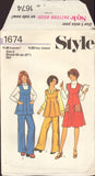 Style 1674 Sewing Pattern, Girls'  Pinafore or Top and Trousers, Size 8, PARTIALLY CUT, COMPLETE