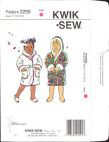 Kwik Sew 2259 Toddlers' Wrap Robe with Hood and Tie Belt, Uncut, Factory Folded Sewing Pattern Multi Size T1-T4