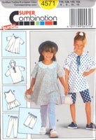 Burda 4571 Child's Hooded Top, Dress, Pants and Shorts, Uncut, Factory Folded Sewing Pattern Multi Size 6-12