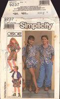 Simplicity 9237 Cherokee Unisex Children's Shirt, Pants and Shorts in Two Lengths, Uncut, Factory Folded Sewing Pattern Size 7-12