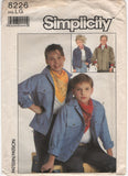 Simplicity 8226 Child's Loose Fitting Unlined Jacket in Two Lengths, Uncut, Factory Folded, Sewing Pattern Size 30-32 Chest/Breast