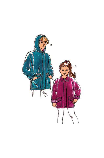 Kwik Sew 2586 Girls' Lined Jacket with Optional Hood version, Uncut, Factory Folded Sewing Pattern Multi Size 8-14