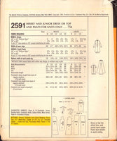 McCall's 2591 Topstitch Trimmed Dress or Top and Pants for Knits Only, Partially Cut, Complete, Sewing Pattern Size 12 Bust 34