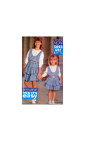 See and Sew 5993 Girls' Dropped Waist Jumper and Top, Uncut, Factory Folded Sewing Pattern Multi Size 7-14