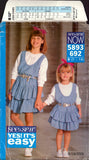 See and Sew 5993 Girls' Dropped Waist Jumper and Top, Uncut, Factory Folded Sewing Pattern Multi Size 7-14