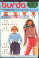 Burda 8210 Girls' Blouse/Shirt with Collar Variations, Uncut, Factory Folded Sewing Pattern Multi Size 2-15