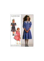 Simplicity 8193 Gunne Sax Girls' Drop Waist Dress with Lace Collar and Two Sleeve Lengths, Uncut, Factory Folded Sewing Pattern Size 7-10