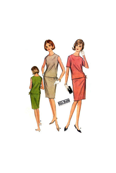 McCall's 8313 Bill Blass Two Piece Dress in Two Styles, Uncut, Factory Folded Sewing Pattern Size 14 Bust 34