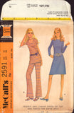 McCall's 2591 Topstitch Trimmed Dress or Top and Pants for Knits Only, Partially Cut, Complete, Sewing Pattern Size 12 Bust 34