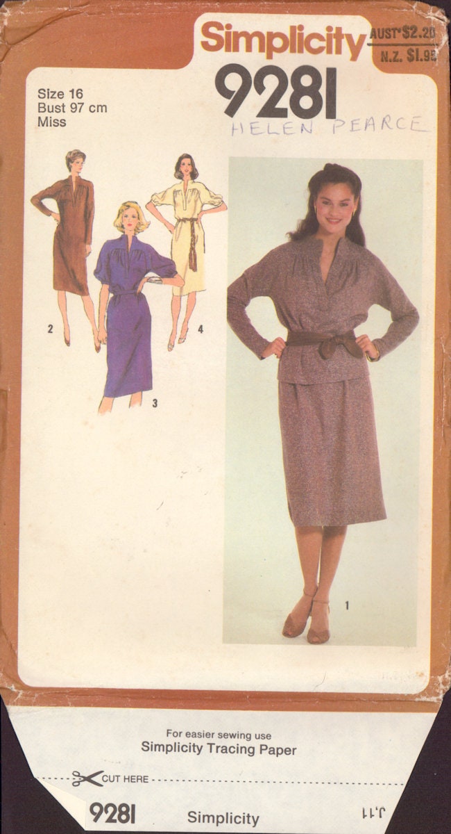 Simplicity 9281 Sewing Pattern, Pullover Dress or Two-Piece Dress, Siz ...