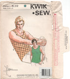 Kwik Sew 539 Men's Tank Tops with Ribbed Neck and Armhole Bands, Uncut, Factory Folded, Sewing Pattern Multi Size 34-48