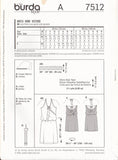 Burda 7512 Sewing Pattern, Dress, Size 6-18, Uncut, Factory Folded