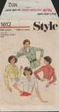 Style 1612 Sewing Pattern, Women's Shirts, Size 10, Cut, Complete