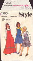 Style 1750 Sewing Pattern, Girls'  2-Length Pinafore, Size 8, Neatly Cut, Complete