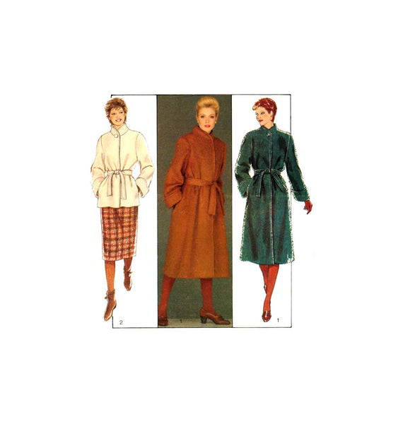 Style 3971 Topstitched, Lined Wrap Coat or Jacket with Tie Belt, Uncut, Factory Folded Sewing Pattern Size 14-16