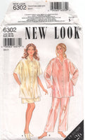 New Look 6302 Loose Fitting Pajamas/Pyjamas in Short and Long Styles, Part Cut, Complete Sewing Pattern Multi Plus Size 14-26