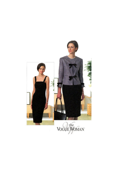 Vogue 7900 Fitted, Lined Above Hip Jacket and Close Fitting Straight Dress, Uncut, Factory Folded Sewing Pattern Size 6-10