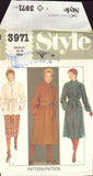 Style 3971 Topstitched, Lined Wrap Coat or Jacket with Tie Belt, Uncut, Factory Folded Sewing Pattern Size 14-16