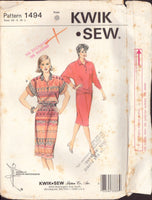 Kwik Sew 1494 Sewing Pattern, Dress, Uncut, Factory Folded, Size XS-S-M-L