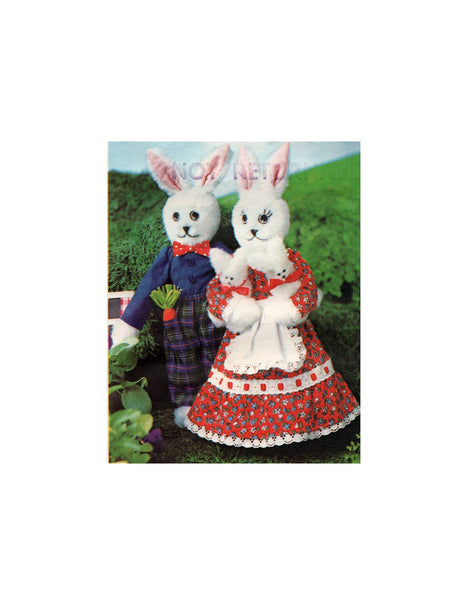 Style 2421 Mr and Mrs B. Rabbit and the Twins, 19" (49 cm) Tall Soft Toys, Partially Cut, Complete Sewing Pattern