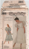 Simplicity 8610 Gunne Sax Romantic, Lace Trimmed Dress with Short Puff Sleeves, Uncut, Factory Folded Sewing Pattern Size 10