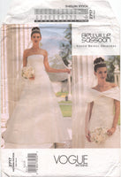 Vogue Bridal Design 2717 Strapless Bridal Gown with Train and Drape, Sewing Pattern Cut, Complete Size 6-10 or Part Cut, Complete 18-20