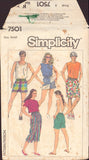 Simplicity 7501 Sewing Pattern Women's, Men's and Boys' Shorts, Size Small, Partially Cut, Complete