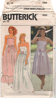 Butterick 4993 Evening or Bridal Dress in Two Lengths, Uncut, Factory Folded or Cut Sewing Pattern Size 12