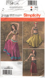 Simplicity 2158 Belly Dancer, Gypsy Costumes, Uncut, Factory Folded Sewing Pattern Multi Size 14-22