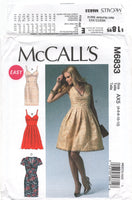 McCall's 6833 Lined Evening Dress with Flared or Straight Skirt, Uncut, Factory Folded Sewing Pattern Multi Size 4-12