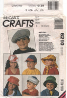 McCall's 6210 Hats for Kids: Beret, Baseball Cap, Sailor Hat, Sun Hat, Uncut, Factory Folded or Cut, Complete, Sewing Pattern Multi Size