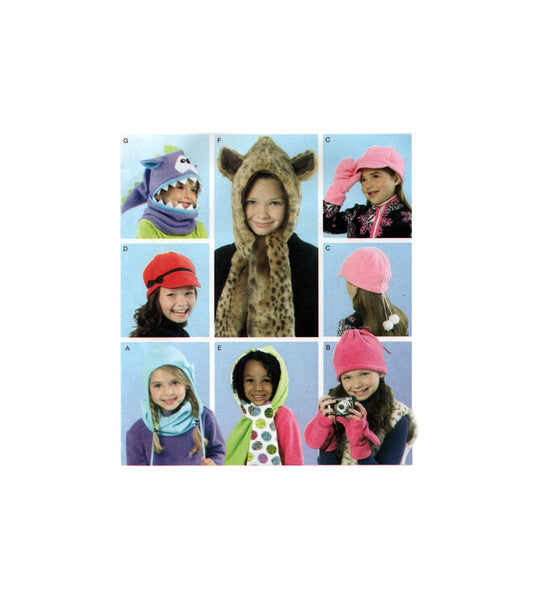 McCall's 6448 Child's Hats, Cowl and Mittens, Uncut, Factory Folded Sewing Pattern Multi Size X-Small to X-Large