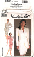 Simplicity 8433 Suit with Lined Jacket, Mother of the Bride, Formal Attire, Uncut, Factory Folded Sewing Pattern Size 12 or 14 or 18/20