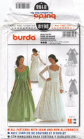 Burda 8198 Medieval Style Fitted and Flared Bridal or Wedding Dress, Uncut, Factory Folded Sewing Pattern Multi Plus Size 10-26