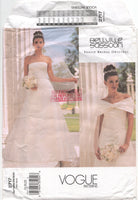 Vogue Bridal Design 2717 Strapless Bridal Gown with Train and Drape, Sewing Pattern Cut, Complete Size 6-10 or Part Cut, Complete 18-20