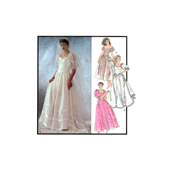 Style 4718 Bride's Dress, Bridal Gown and Bridesmaid's Dresses, Uncut, Factory Folded Sewing Pattern Size  12 or 14