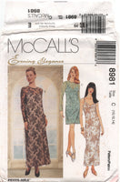 McCall's 8981 Evening Slipdress and Overdress, Both in Two Lengths, Uncut, Factory Folded Sewing Pattern Size 6-10 or 10-14