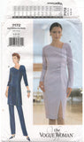 Vogue 7172 Asymmetrical Detail Dress or Tunic and Tapered Pants, Uncut, Factory Folded, Sewing Pattern Multi Size 6-16