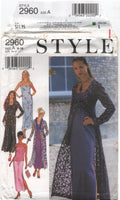 Style 2960 Duster, Dress, Camisole Top and Skirt, Uncut, Factory Folded, Sewing Pattern Multi Size 8-18