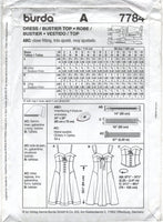 Burda 7784 Bustier Top or Dress with Seam Detail, Uncut, Factory Folded, Sewing Pattern Multi Size 6-18