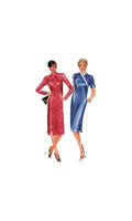 Butterick 6965 Asymmetrical Neckline, Cheongsam Style Dress with Short or Long Sleeves, Uncut, Factory Folded, Sewing Pattern Size 14