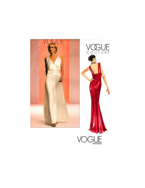 Vogue Couture 2707 Floor Length, Close Fitting Evening Dress with Front Pleats Uncut, Factory Folded, Sewing Pattern Size 6-10