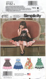 Simplicity 8182 Child's Formal or Special Occasion Dresses, Uncut, Factory Folded Sewing Pattern Multi Size 3-8