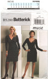 Butterick 5280 Mock Wrap Cocktail, Party Dress with Long Sleeves, Uncut, Factory Folded Sewing Pattern Size 6-12