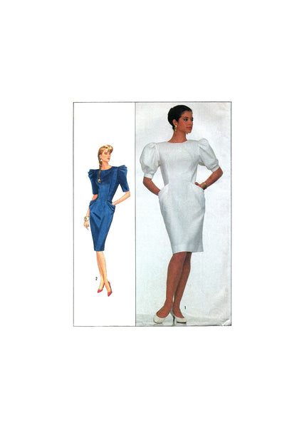 Simplicity 8485 V-Back Buttoned Cocktail Dress with Two Sleeve Styles, Uncut, Factory Folded Sewing Pattern Size 10