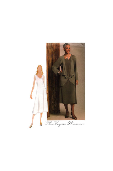 Vogue 8474 Raglan Sleeve Jacket and A-Line Dress with Asymmetrical Closure, Uncut, Factory Folded, Sewing Pattern Size 8-14