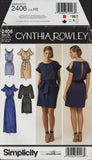 Simplicity 2406 Sewing Pattern, 3-Length Dress, Size 6-14 or Size 14-22, Uncut, Factory Folded