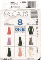 McCall's 7989 Slip Dress or Dress in Two Lengths and Top, Uncut, Factory Folded, Sewing Pattern Size 6-10