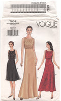 Vogue 7609 Evening Dress with Overlay Bodice in Three Lengths, Partially Cut, Complete Sewing Pattern Size 12-16